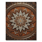 Intricate Ornate Bronze Floral Mandala Rug