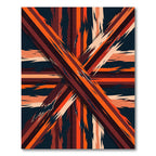 Crimson Orange Jagged Stripe Cross Rug