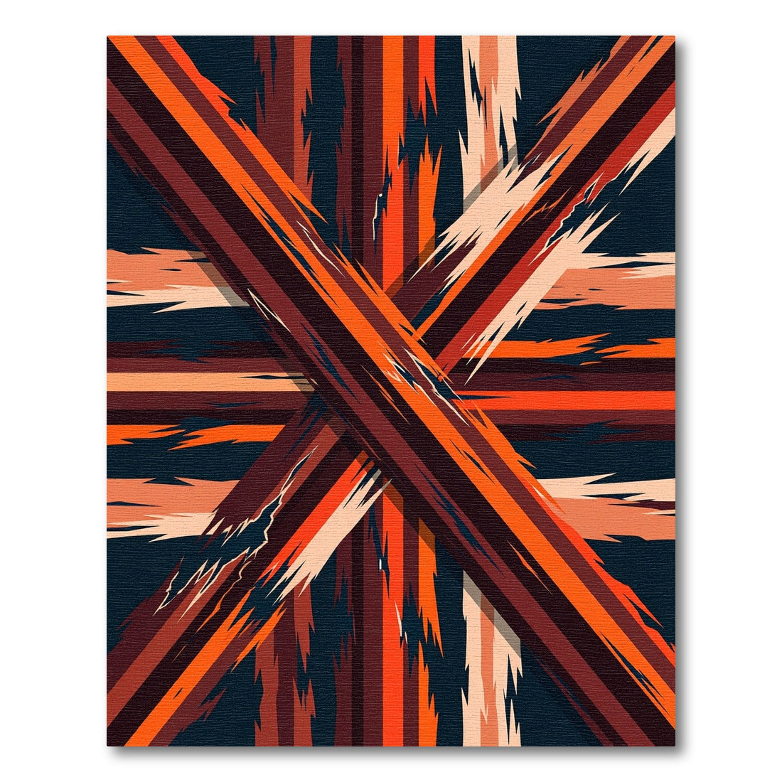 Crimson Orange Jagged Stripe Cross Rug