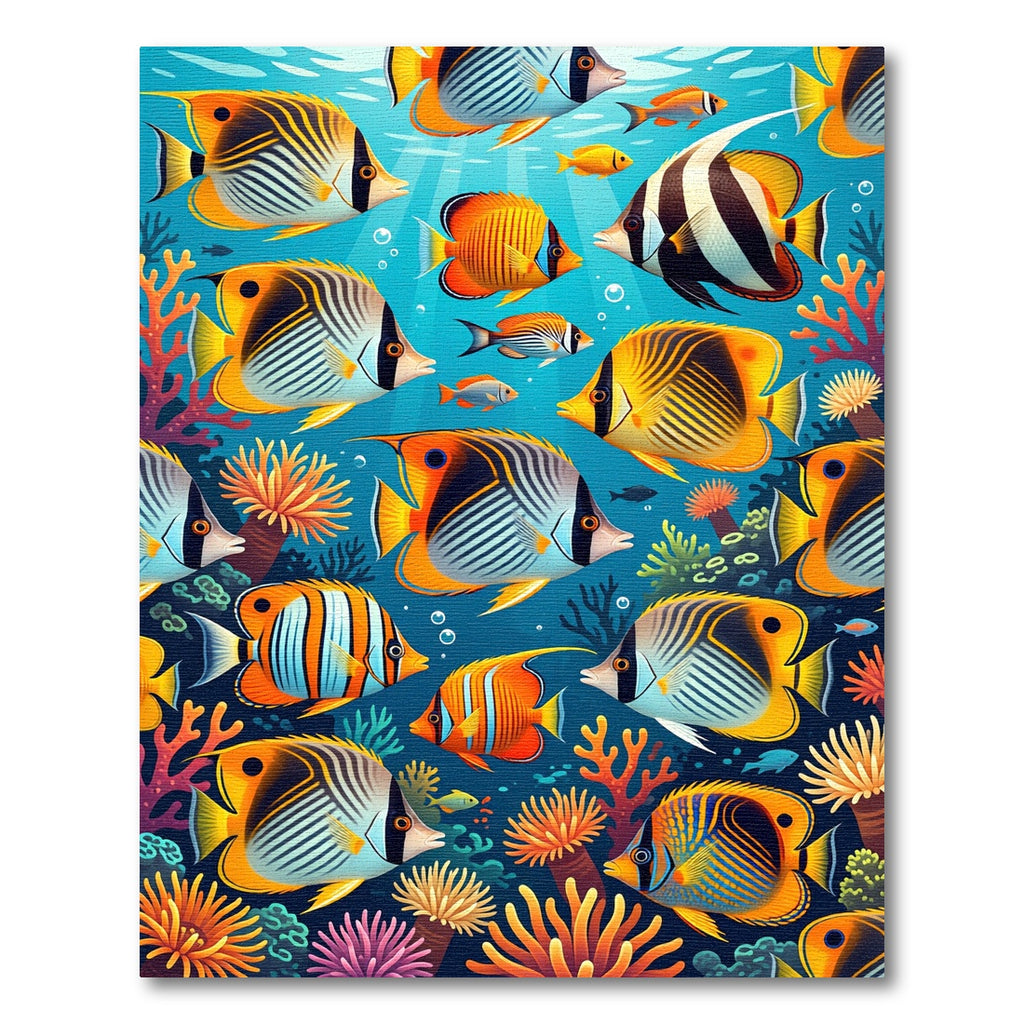 Vibrant Tropical Coral Reef Fish Scene Rug
