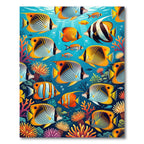 Vibrant Tropical Coral Reef Fish Scene Rug