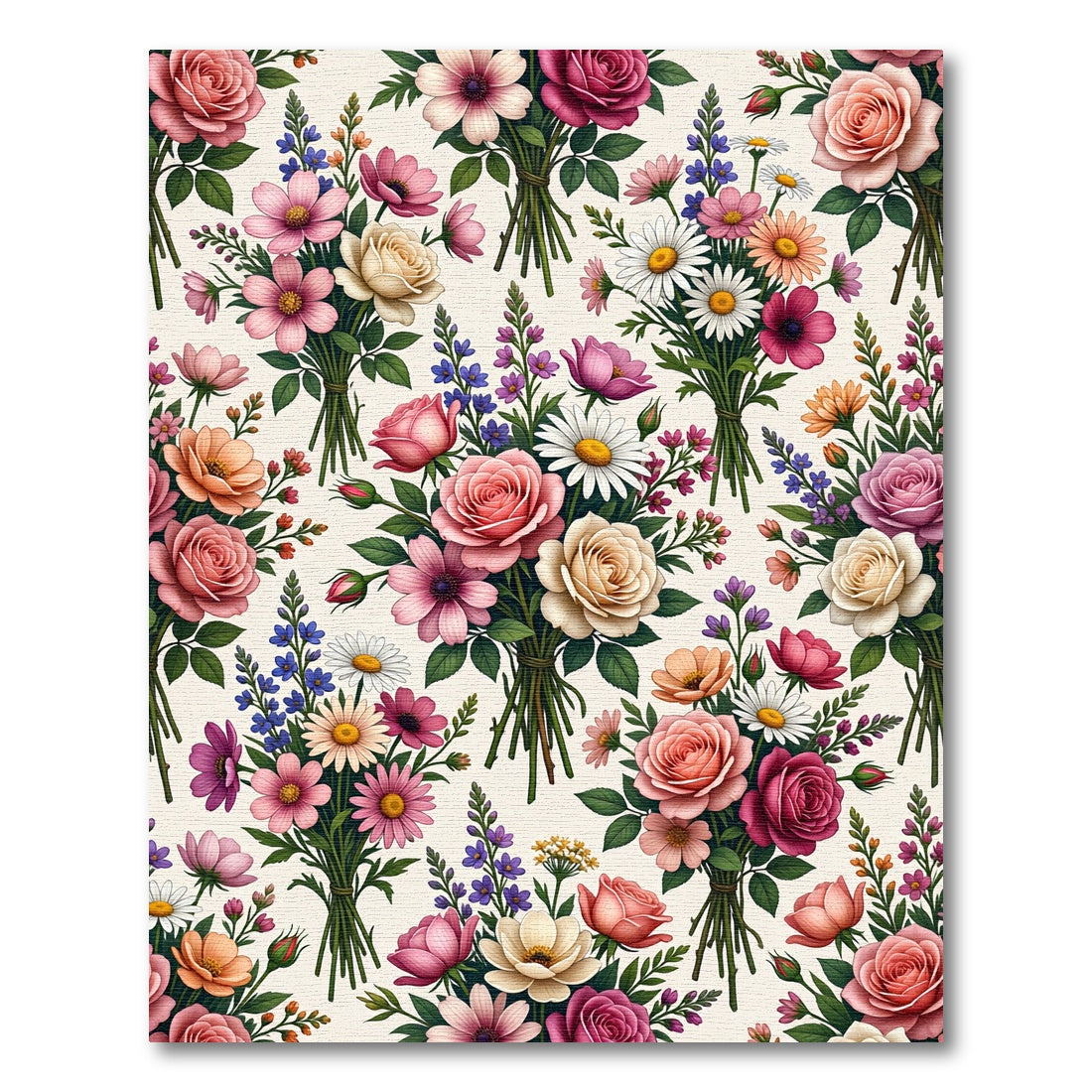 Elegant Floral Bouquet Watercolor Garden Rug