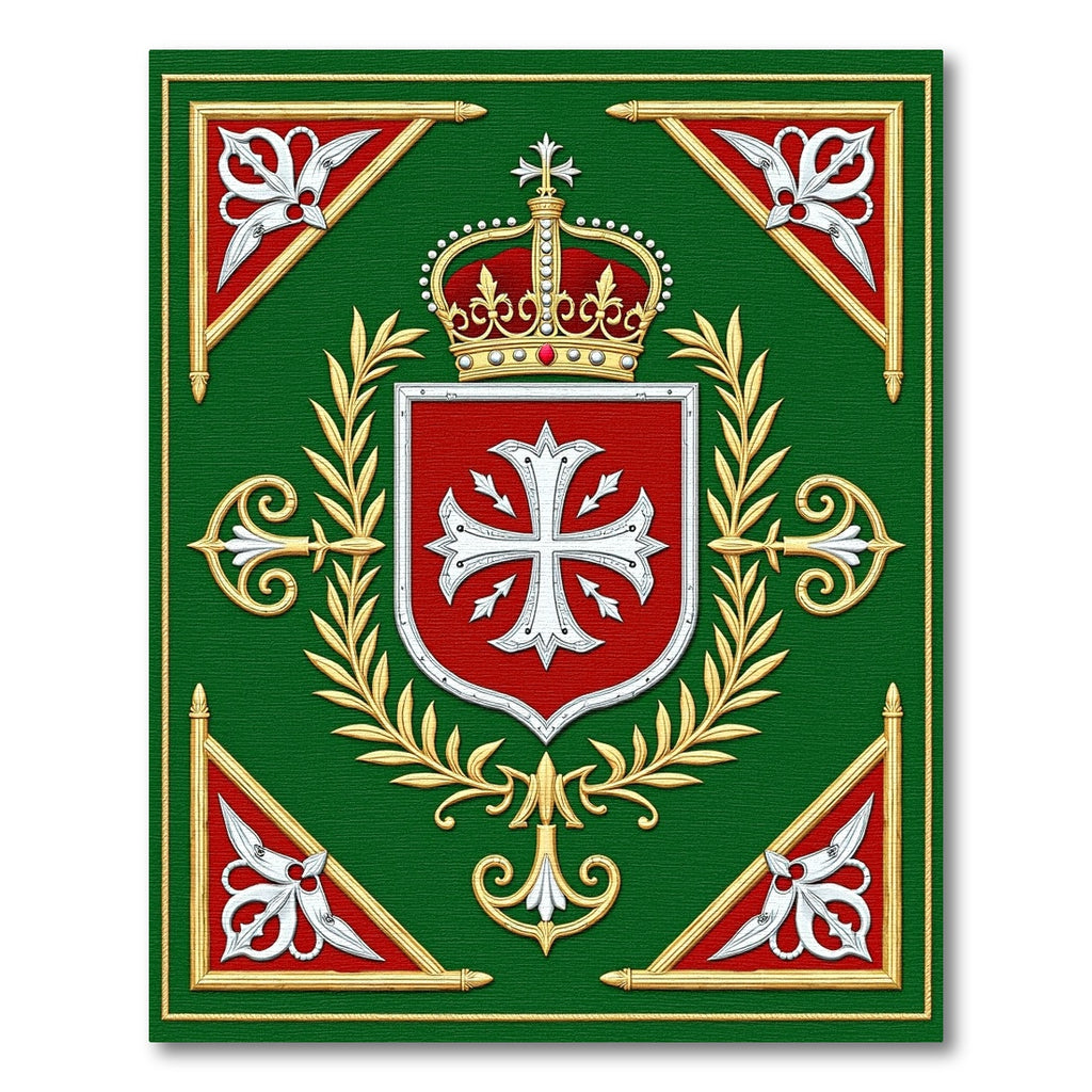 Emerald Green Royal Crest Medallion Rug