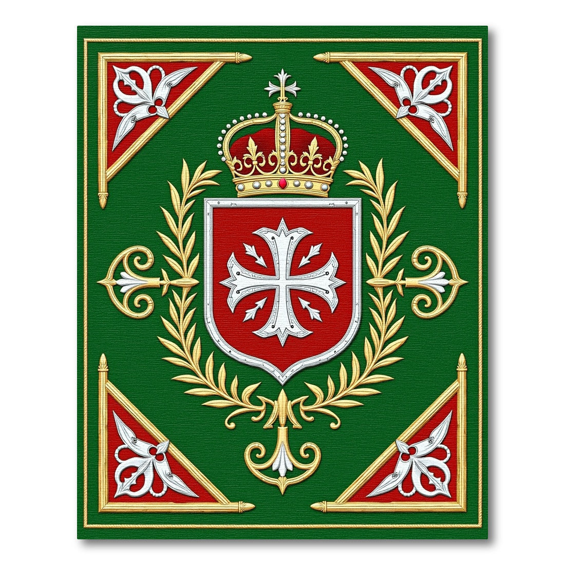Emerald Green Royal Crest Medallion Rug