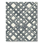 Monochromatic Gray Angular Interwoven Geometric Grid Rug