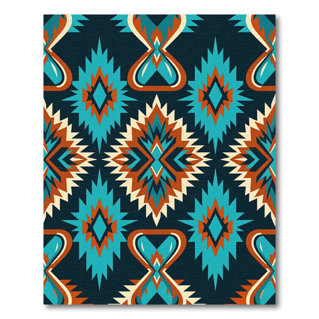 Navajo Inspired Teal Orange Diamond Rug