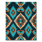 Navajo Inspired Teal Orange Diamond Rug