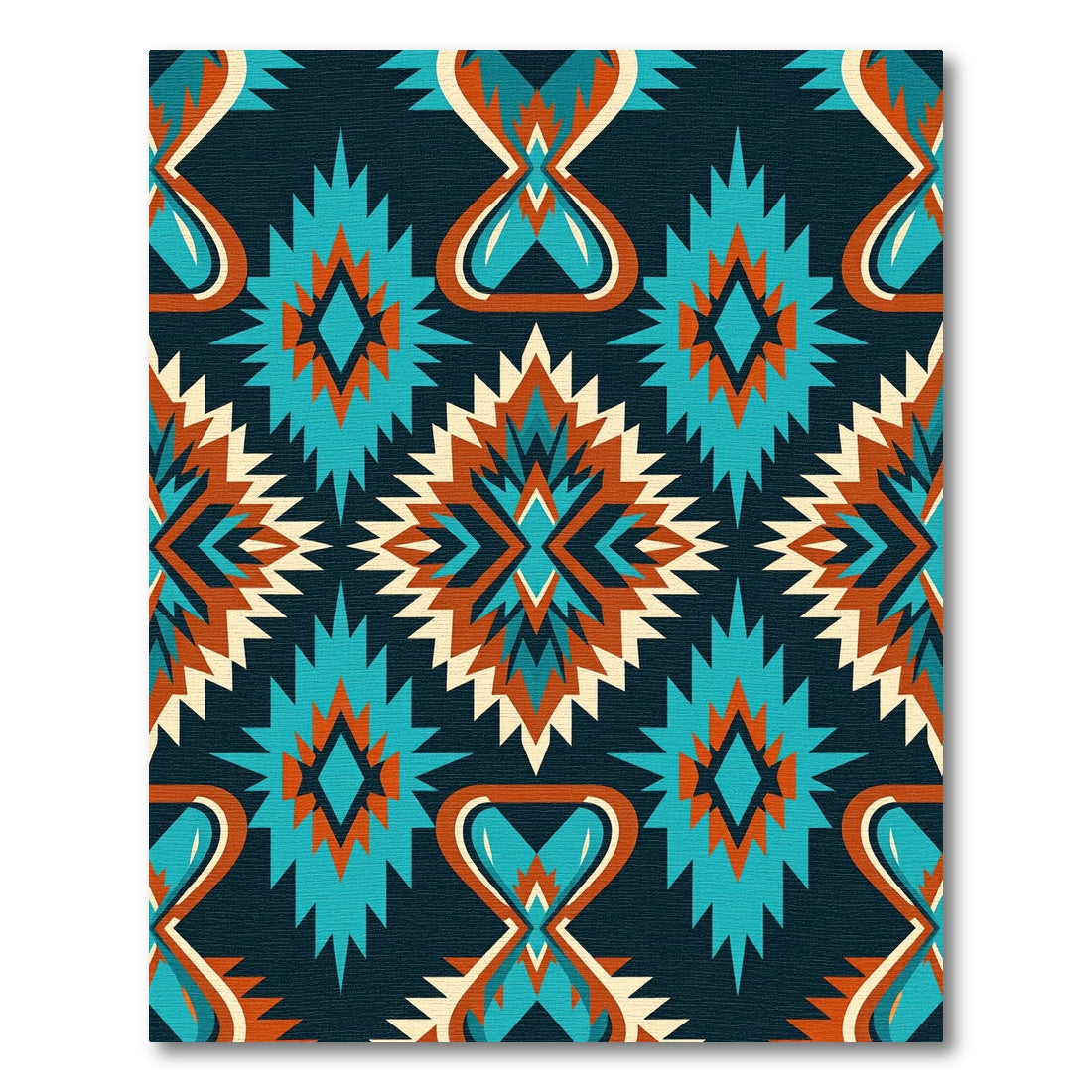Navajo Inspired Teal Orange Diamond Rug