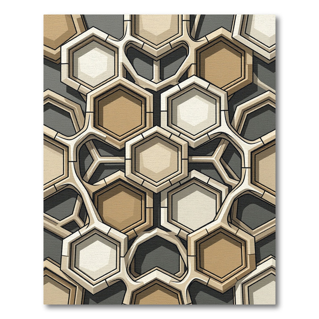Geometric Honeycomb Beige and Gray Rug