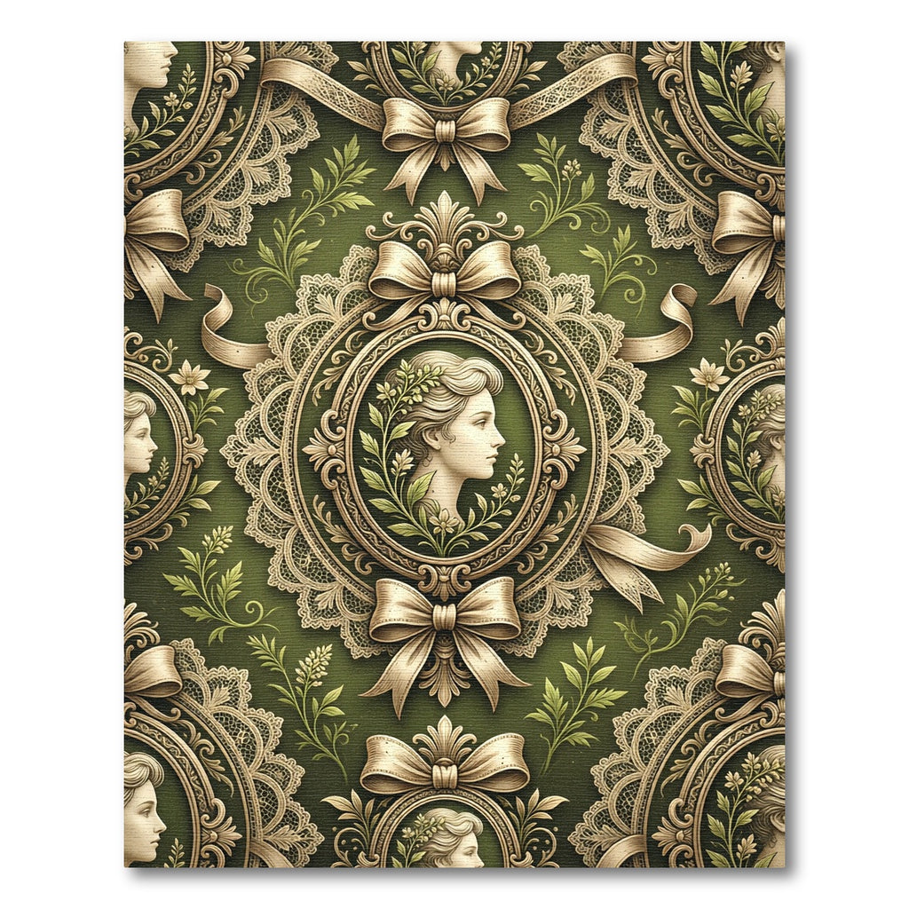 Vintage Cameo Victorian Lace Portrait Rug