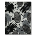 Monochrome Abstract Ink Splattered Fingerprint Rug