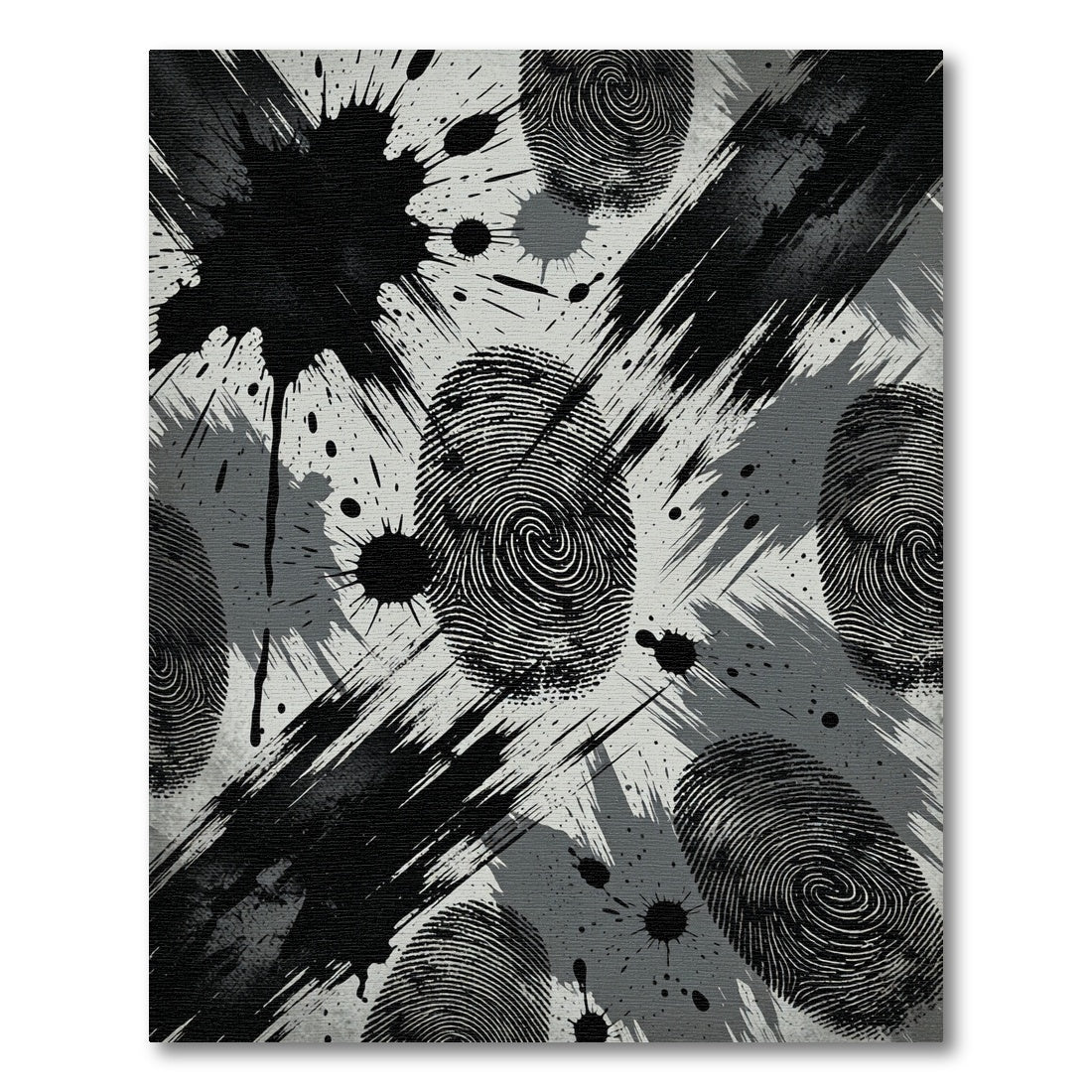 Monochrome Abstract Ink Splattered Fingerprint Rug