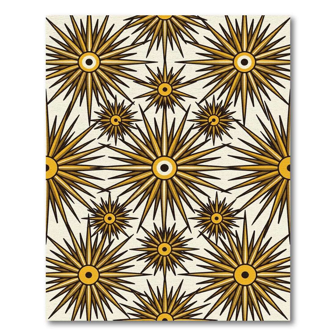 Golden Sunburst Radiating Starburst Pattern Rug