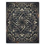 Elegance Charcoal Gold Ornate Scrollwork Rug