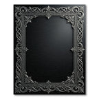 Ornate Silver Scrollwork Frame Rug