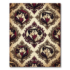 Vintage Lovers Oval Portrait Gold Frame Rug