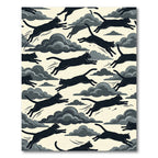 Jumping Black Cats Cloud Montage Rug