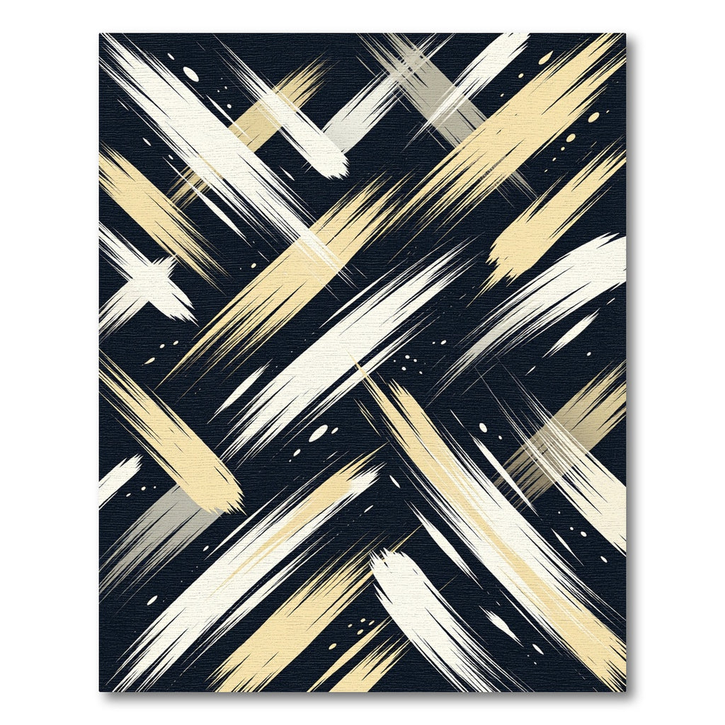 Modern Cream and Gold Brushstroke Rug
