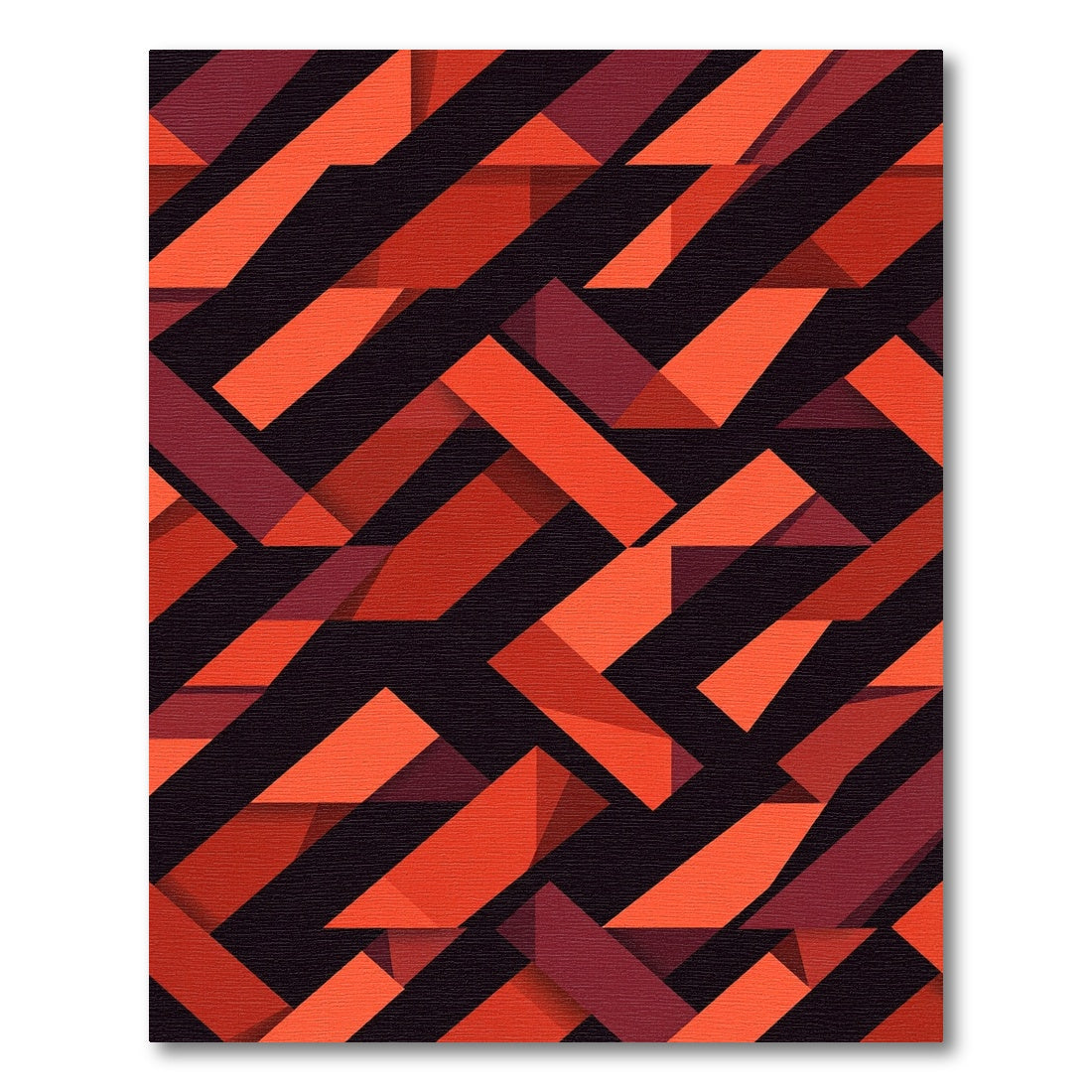 Red Orange Geometric Weave Rug