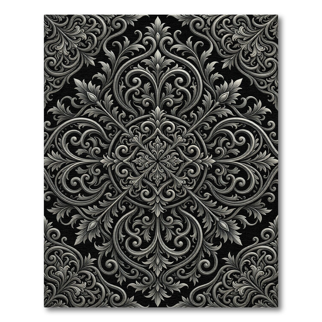 Antique Silver Filigree Scrollwork Rug