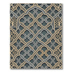 Intricate Golden Arched Lattice Gray Rug