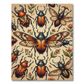 Vintage Amber Entomology Beetle Herbarium Rug