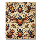 Vintage Amber Entomology Beetle Herbarium Rug