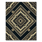 Ornate Geometric Gold Black Rug