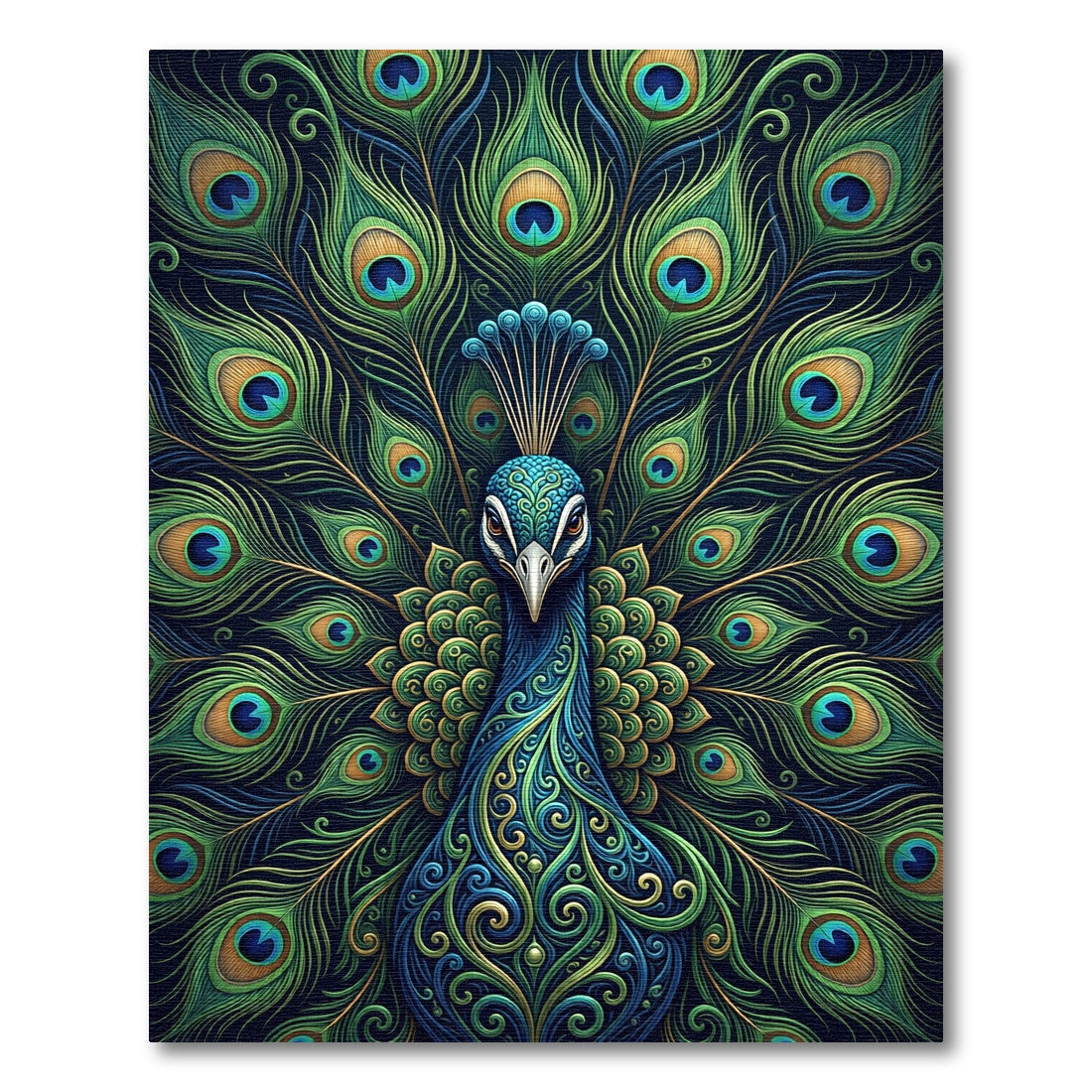 Exquisite Peacock Feather Symmetry Art Rug