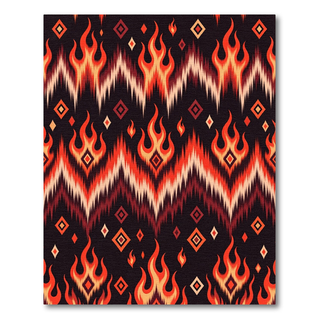 Fiery Orange Diamond Ikat Chevron Rug