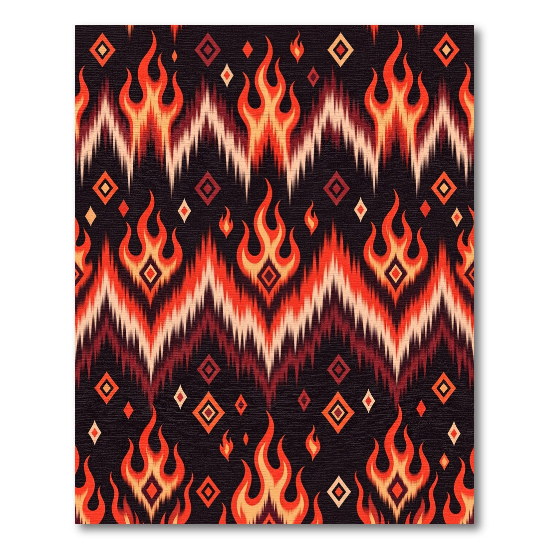 Fiery Orange Diamond Ikat Chevron Rug