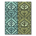 Teal Olive Heart Tree Blocks Rug