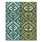 Teal Olive Heart Tree Blocks Rug