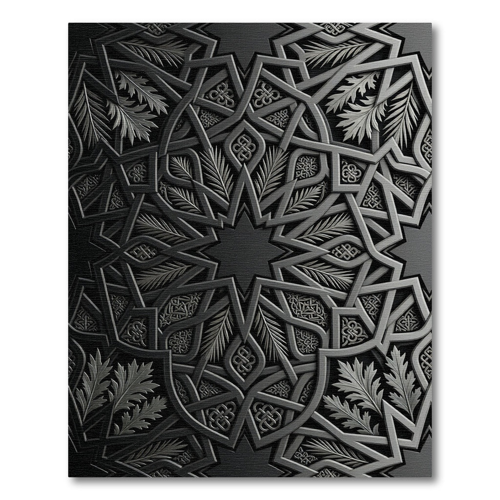 Charcoal Geometric Arabesque Interlace Rug