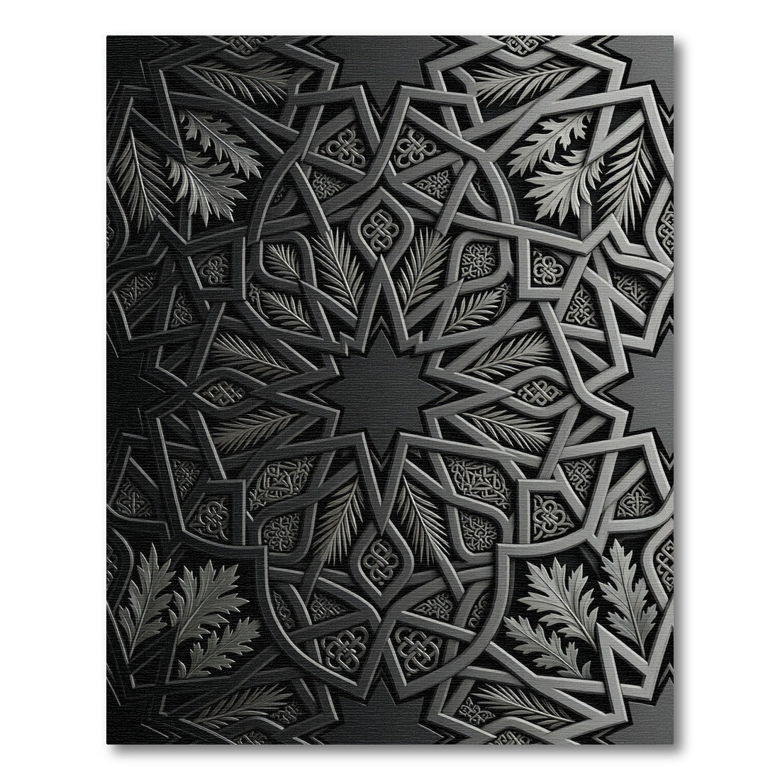 Charcoal Geometric Arabesque Interlace Rug