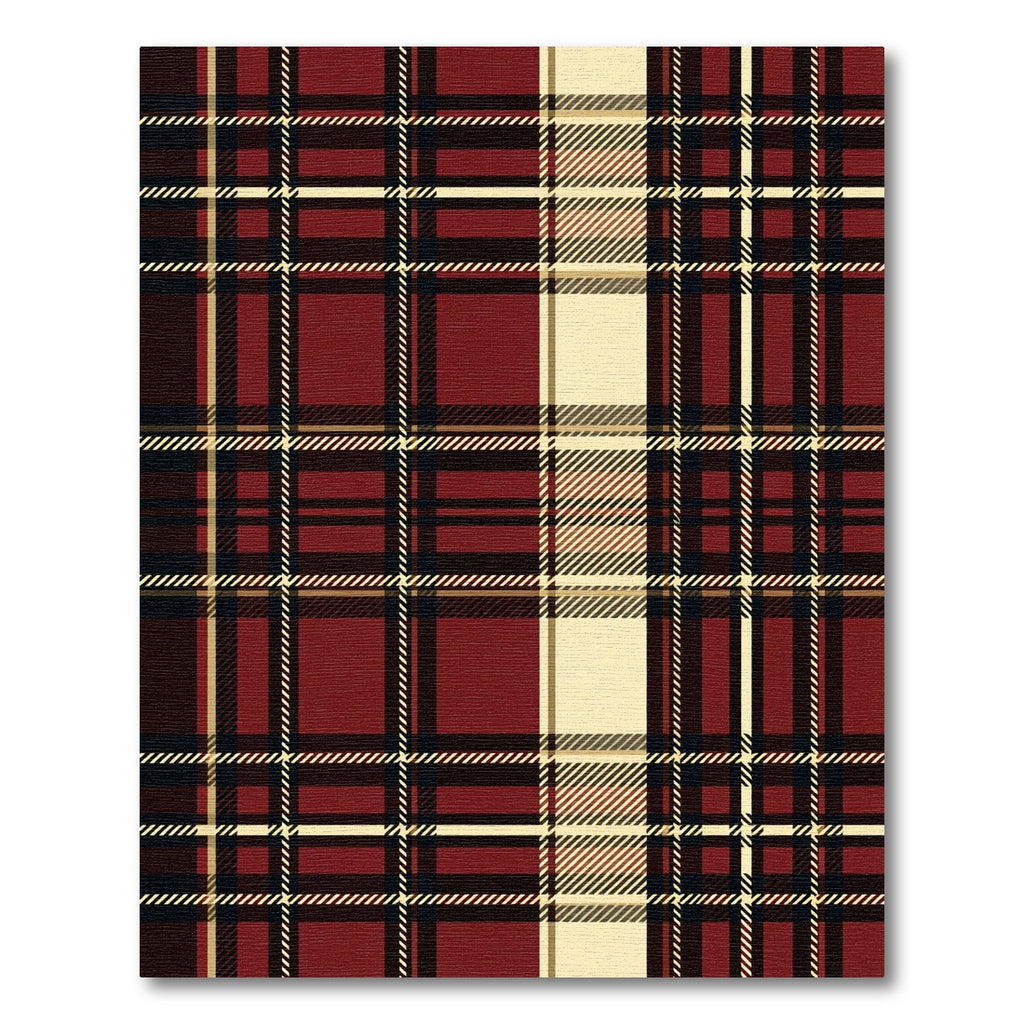 Classic Red Cream Plaid Lines Rug