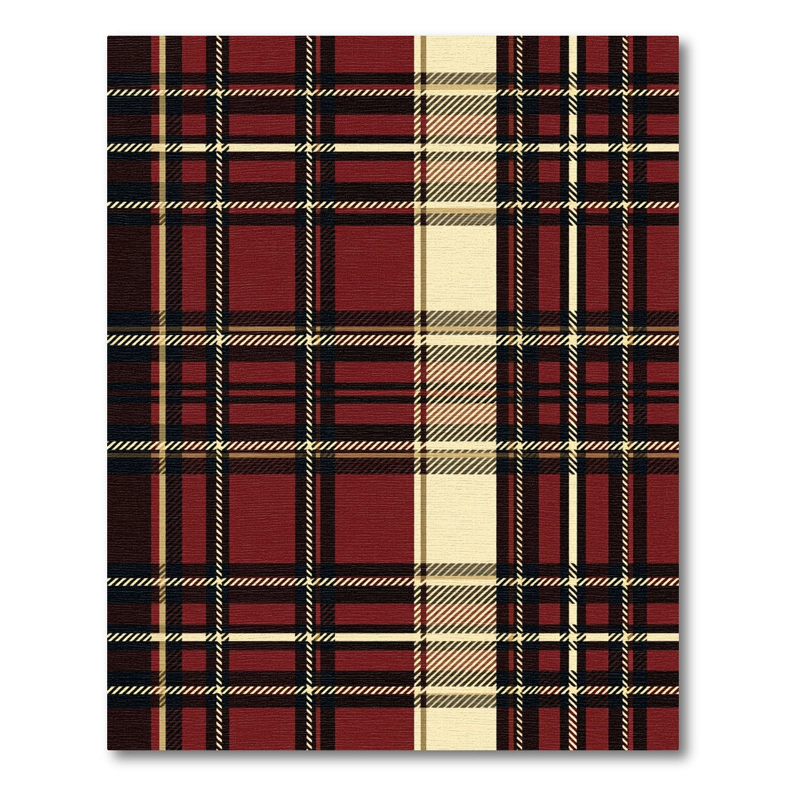 Classic Red Cream Plaid Lines Rug