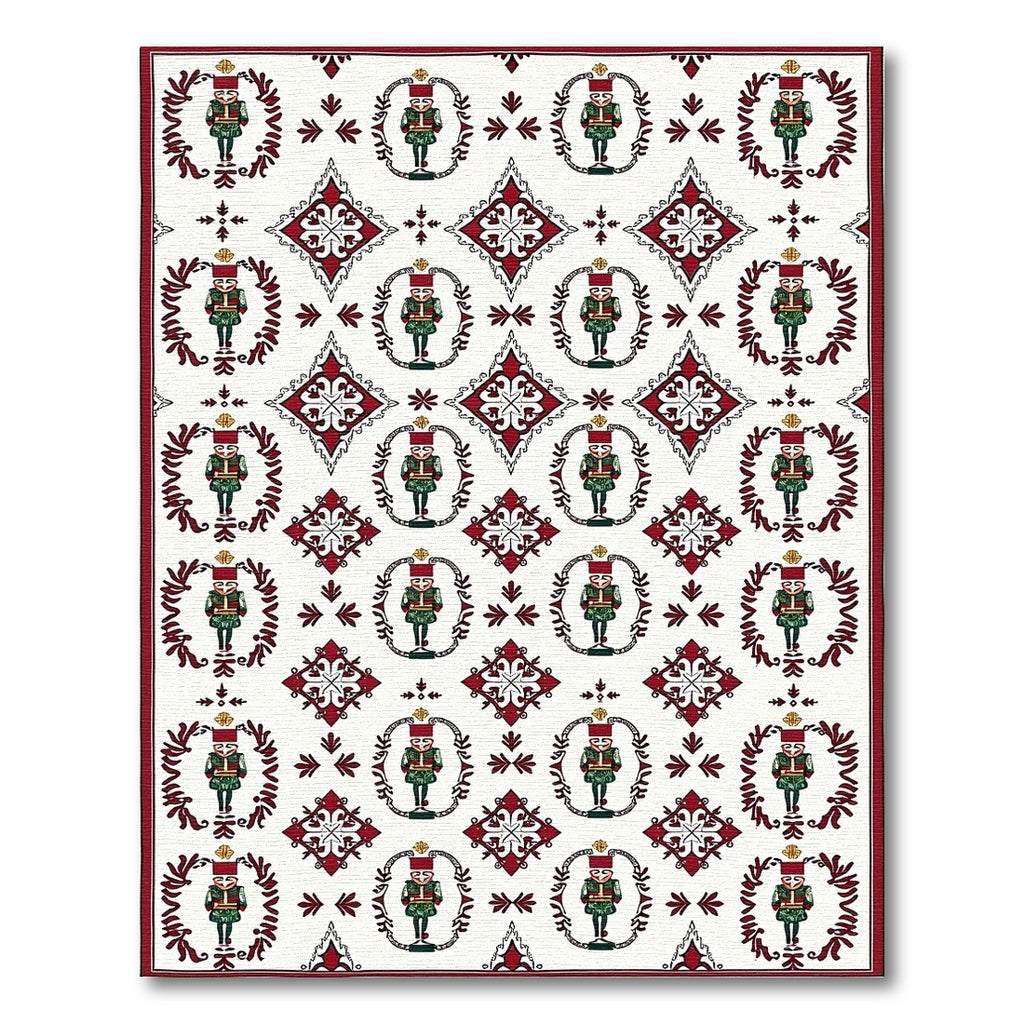 Crimson Nutcracker Medallion Border Rug