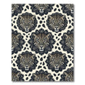 Leopard Head Floral Cream Black Art Rug