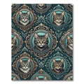 Ornate Teal Cat Portrait Frame Rug