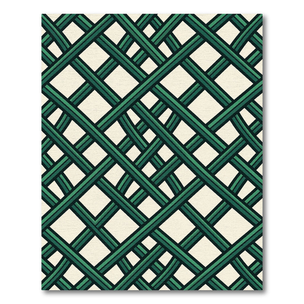 Emerald Green Geometric Interwoven Lattice Rug