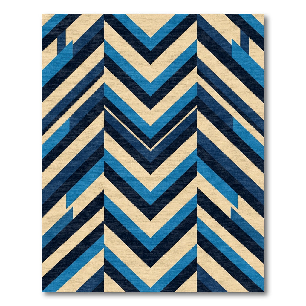 Mid Century Blue Chevron Stripes Rug