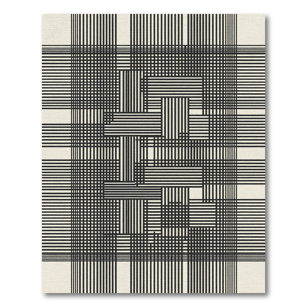 Black and White Geometric Interlocking Lines Rug