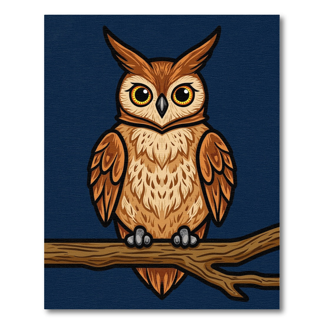 Brown Tawny Owl Perching Branch Design Rug