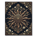 Golden Celestial Sun Floral Medallion Rug