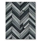Modern Gray Herringbone Geometric Plank Rug