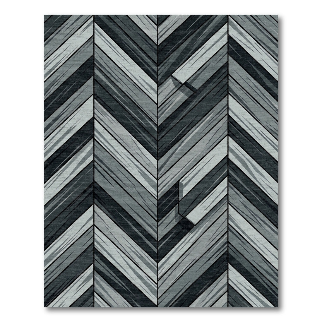 Modern Gray Herringbone Geometric Plank Rug