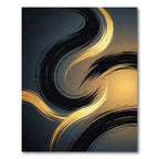 Abstract Golden Swirl Brush Stroke Rug