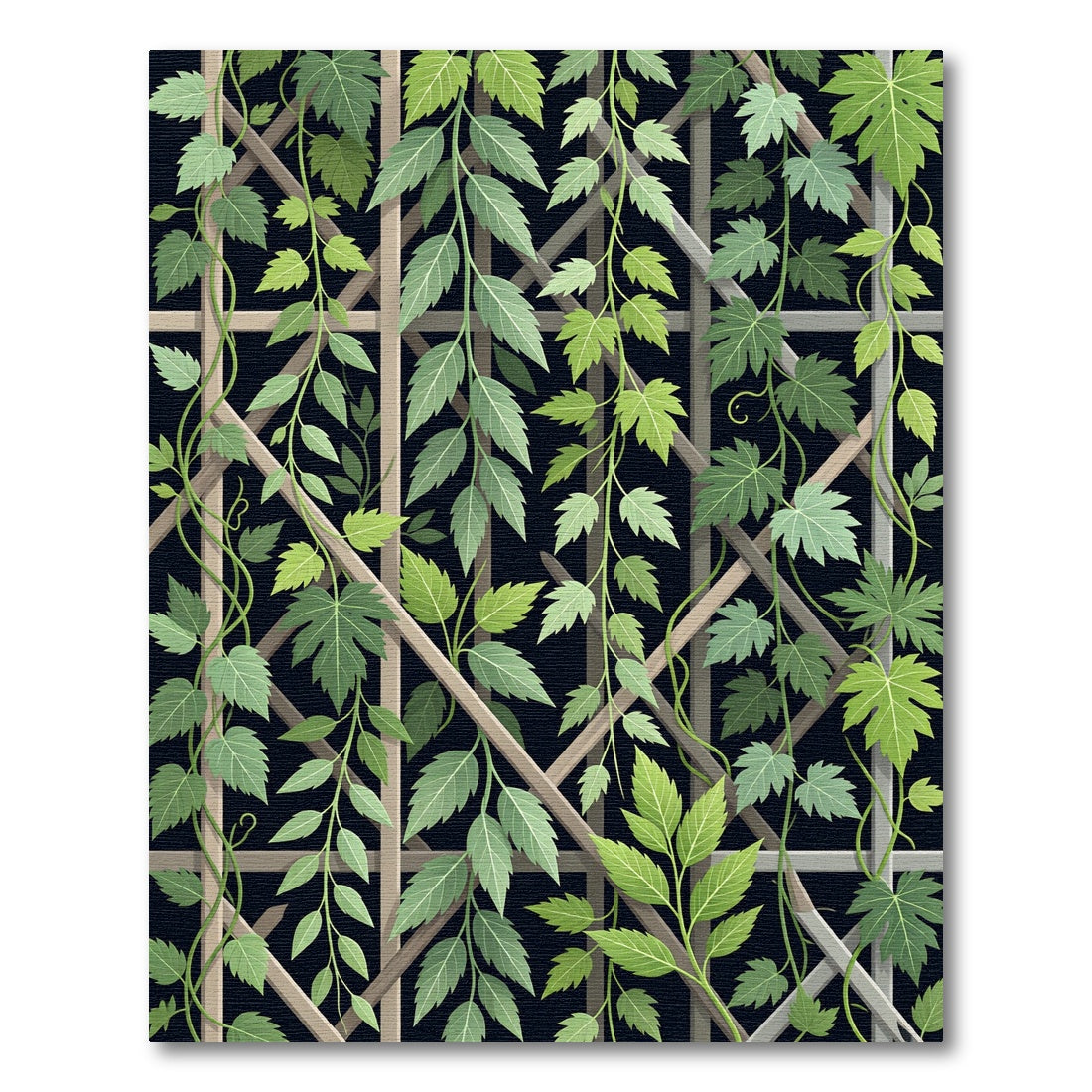 Lush Green Botanical Trellis Garden Rug