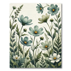 Soft Sage Botanical Cosmos Meadow Rug
